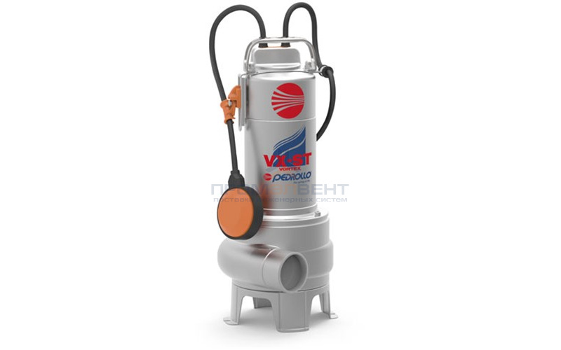 Насос фекальный Pedrollo VXm 8/35-ST - 0,55 кВт (1x230 В, Qmax 350 л/мин, Hmax 8,5 м, кабель 10м)