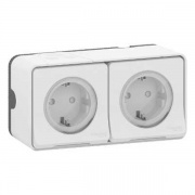 Блок из двух розеток с крышкой IP55 накладной монтаж Mureva Styl Schneider Electric Белый