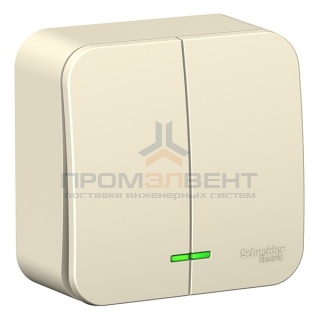 Выключатель 2-клавишный с подсветкой (cх.5) Blanca Schneider Electric 10А 250В молочный