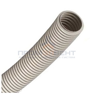 Труба ПВХ гибкая гофр. д.32мм, сверхтяжёлая без протяжки, цвет серый [бухта 25м]
