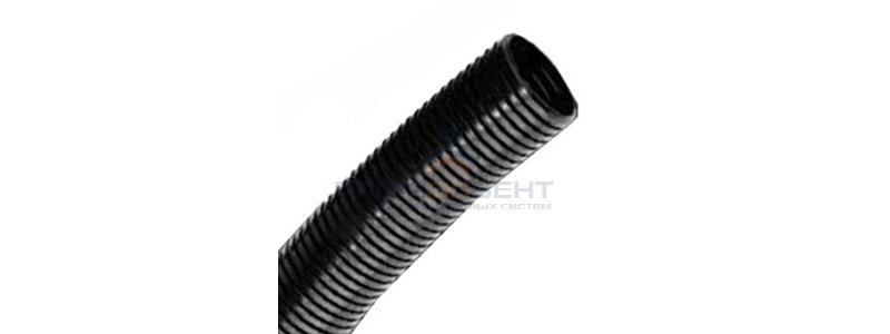 Труба PA6V0, гибкая гофр. д.10мм, без протяжки, цвет тёмно-серый [бухта 50м]